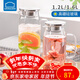 樂(lè )扣樂(lè )扣玻璃冷水壺帶把手耐熱高溫涼水壺家用涼白開(kāi)水杯大容量花茶泡茶壺 不銹鋼蓋【1.2L】