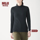 MUJI MUJI 女式 彈力羅紋編織 高領(lǐng)T恤 W9AB861 深海軍藍 M