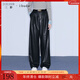 三彩2025冬季新款皮質(zhì)休閑長(cháng)褲PU寬松闊腿褲摩登女 經(jīng)典黑 L 165/72A