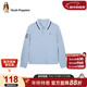 暇步士（Hush Puppies）童裝男童長(cháng)袖polo衫25秋兒童學(xué)院風(fēng)T恤上衣 冰川藍    150   