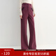 范思藍恩高腰燈芯絨條紋直筒褲女2025秋冬新款樹(shù)莓紫褲子顯瘦4353 樹(shù)莓紫 XL
