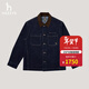 哈吉斯（HAZZYS）男裝 2025秋冬新款外套燈芯絨領(lǐng)格紋內里牛仔夾克男ASVZU0CDU14 深藏青色DN M （170/92A 46）