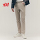 H&M男裝休閑褲秋季斜紋棉布簡(jiǎn)約英倫修身長(cháng)褲1074402 淺米色 32 170/82