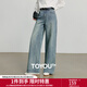 初語(yǔ)牛仔褲女2025秋季新款棉質(zhì)復古懷舊休閑百搭長(cháng)褲顯瘦闊腿褲子 復古藍 29