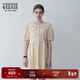 Teenie Weenie小熊女裝夏裝寬松休閑風(fēng)時(shí)尚娃娃領(lǐng)連衣裙泡泡袖裙子 淺卡其色 M