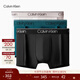 Calvin Klein內衣【新年禮物】男士三條裝提花ck低腰輕薄細滑防夾臀平角內褲男 PSB-太空黑/冰島藍/丁香灰 3條 M