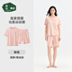 松山棉店小輕松薄荷涼感家居服套裝情侶棉莫親膚可外穿運動(dòng)短袖短褲睡衣潮 粉色-女士 L 推薦 女士110-125斤、男士140-155斤