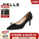 百麗（Belle）蝴蝶結細高跟單鞋女商場(chǎng)同款牛皮尖頭單鞋3Y6G2CQ4 黑色 37 (235mm)