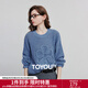 初語(yǔ)立體盤(pán)花針織衫女2025年彩色多巴胺春季新款馬海毛慵懶上衣 霧霾藍 XL