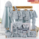 圣菲小象 新生兒禮盒嬰兒衣服套裝 四季純棉剛出生男女寶寶百天滿(mǎn)月禮物 保暖款-小飛機霧霾藍【22件套】