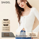 SNIDEL2025春夏甜美蕾絲花邊荷葉領(lǐng)修身針織衫上衣SWNT251216 白色 均碼 (F)