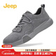 Jeep吉普男鞋秋冬馬丁中幫休閑鞋男士豬皮舒適輕便運動(dòng)中幫平底板鞋男 [80100]（灰色/皮鞋碼） 42