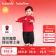 巴拉巴拉童裝兒童套裝男女幼童新中式兩件套2025年新款秋冬裝紅色拜年服萌 喜樂(lè )元寶紅黑套裝 90