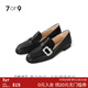 7or9黑巧歐包 樂(lè )福鞋女百搭通勤黑色單鞋小皮鞋平底鞋禮物 黑巧歐包+方形綴珠前扣 36