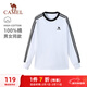 駱駝（CAMEL）純棉t神圓領(lǐng)長(cháng)袖T恤男女款休閑打底衫 C35BAXLN056D 無(wú)際白黑 S