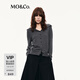 MO&Co.針織開(kāi)衫2025秋新品綿羊毛山羊絨海軍領(lǐng)高領(lǐng)短款MBE3CART02 中花灰色 S /160