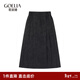 歌莉婭   暗紋提花童裝改良馬面裙  1C8R2B12A 00B黑色 120