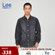 Lee商場(chǎng)同款25新品舒適版翻領(lǐng)黑灰色男長(cháng)袖牛仔襯衫 黑灰色 M