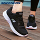 斯凱奇（Skechers）女鞋春季跑步鞋女新款輕便透氣網(wǎng)布白色運動(dòng)鞋子女減震耐磨慢跑鞋 黑色/銀色 37.5