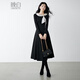 晚白2026年春款時(shí)尚波點(diǎn)法式拼接裙子修身顯瘦彈力舒適通勤連衣裙 黑色 XL