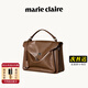 Marie Claire【明星同款】輕奢大牌包包女包女士手提郵差托特包女友新年禮物 檀棕色 現貨        春節禮物