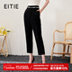 愛(ài)特愛(ài)（EITIE）高腰顯瘦九分小腳褲百搭通勤時(shí)尚OL干練春季新款A2305101 固黑22 2XL 175