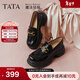 他她（TATA）英倫厚底顯高樂(lè )福鞋女鞋jk學(xué)院加絨小皮鞋單鞋7OL34CA5 黑色（寬版-跟高6CM） 38