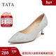 他她（TATA）】Tata他她尖頭氣質(zhì)高跟鞋女法式婚鞋單鞋新7RXB9AQ4 銀色 38
