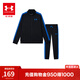 安德瑪（Under Armour）童裝春季長(cháng)袖長(cháng)褲兒童套裝男童休閑運動(dòng)服兩件套大童服裝1363290 黑藍 150