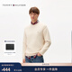 Tommy Hilfiger【棉羊絨混紡】秋冬男裝休閑通勤純色圓領(lǐng)內搭打底針織毛衣 米白色ABH M （推薦：135-150斤）
