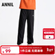 安奈兒童裝男童女童全腰針織單褲2025夏新款 黑色 150