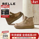 百麗（Belle）復古擦色鞋頭牛皮休閑靴女冬季新款商場(chǎng)厚底短靴E5D1DDD5 杏色 37 (235mm)