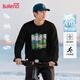 班尼路（Baleno）純棉長(cháng)袖男春秋季潮流復古油畫(huà)風(fēng)青少年個(gè)性上衣寬松重磅t恤男