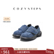 COZY STEPS可至女士秋季新款牛仔撕破風(fēng)丹寧樂(lè )福鞋經(jīng)典泡泡鞋 牛仔藍+曜石黑 35