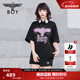 BOY LONDON【暗夜星辰】夏季情侶款短袖燙鉆老鷹logo潮牌T恤N01003 黑色 XS