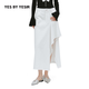 YES BY YESIR葉謙原創(chuàng  )設計師2026年春新款不對稱(chēng)荷葉邊牛仔半身裙 白色 XS