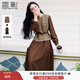 香影馬甲長(cháng)袖連衣裙套裝女2026春季新款氣質(zhì)千鳥(niǎo)格咖色裙子兩件套 咖色 L