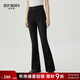 深呼吸DEEP BREATH女裝高腰彈力修身休閑微喇牛仔長(cháng)褲女A100227 黑 M (3)