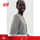 H&M女裝毛針織衫春季慵懶風(fēng)休閑打底衫短款開(kāi)衫薄款外套0579541 混灰色 M 165/96