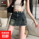 美式復古不規則牛仔半身裙褲女夏季包臀短裙高腰遮肉a字防走光裙 藍色 【升級牛仔面料藍色妖姬款】 L