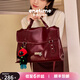 One time甜酷時(shí)光翻蓋雙肩包女式2026新款大學(xué)生高級感大容量包情人節禮物 紅+穿靴子貓書(shū)包掛飾