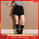 三彩2025冬季新款收腰休閑短褲小A闊腿褲靴褲顯瘦百搭簡(jiǎn)約氣質(zhì)S 經(jīng)典黑 M 160/68A 160/68A