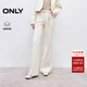 ONLY2025冬季新款加絨鏈條提臀約克線(xiàn)綿羊毛喇叭褲牛仔褲女|125432021 J2G米白色 M M標準褲長(cháng)