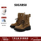 SugarSu酥履謝可寅同款秋季新款復古游牧風(fēng)真皮馬丁西部高跟厚底短靴女 波嬉淺棕色 37