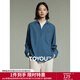 初語(yǔ)拼接假兩件燈芯絨襯衫女士長(cháng)袖2024冬季新款加厚磨毛襯衣上衣 群青藍 L
