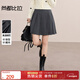 尚都比拉【顯瘦顯腿長(cháng)】格雷色系通勤可拆卸腰帶高溫壓褶A字百褶裙短裙 深灰色 M 100-110斤建議選擇