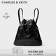 CHARLES&KEITH柔軟單肩流浪包水桶包雙肩包包女包生日情人節禮物CK2-10151393