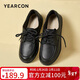 意爾康女鞋樂(lè )福鞋軟底系帶秋季媽媽鞋平底單鞋護士鞋 26461W 黑色 37