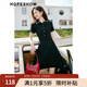 紅袖氣質(zhì)顯瘦小黑裙春夏季新款女裝香風(fēng)收腰POLO領(lǐng)高級別致流行連衣裙 黑色001 S