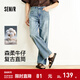森馬（Semir）森柔|森馬牛仔褲男夏季美式寬松舒適直筒褲復古水洗 牛仔淺黃泥染80331 31